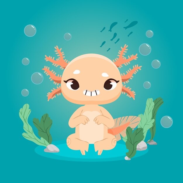 可爱卡通蝾螈插画