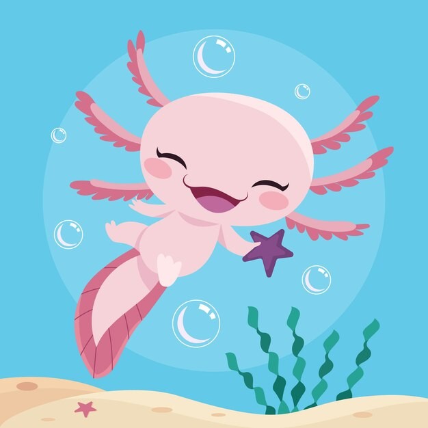 可爱卡通蝾螈插画