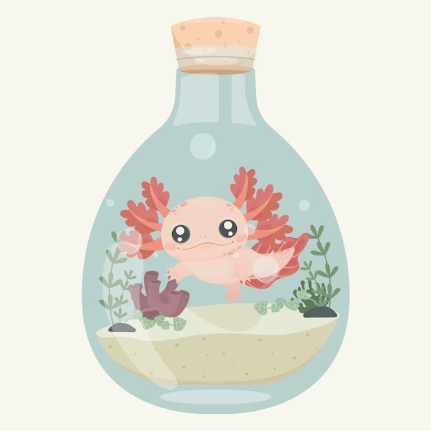 可爱卡通蝾螈插画