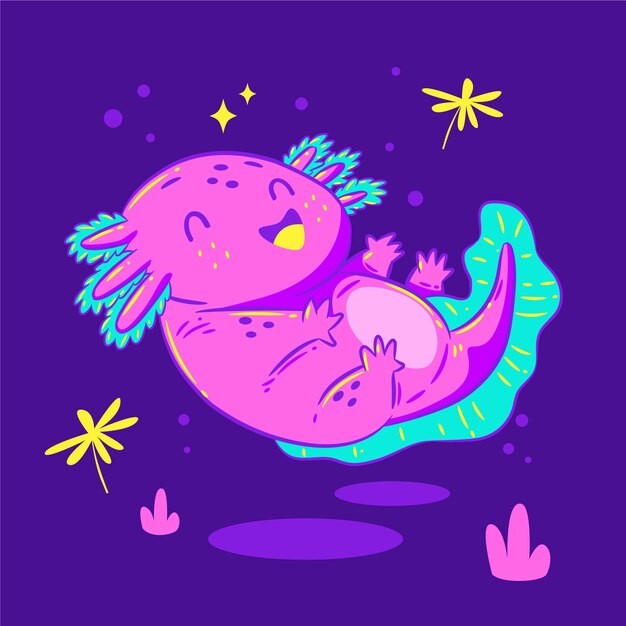 可爱卡通蝾螈插画