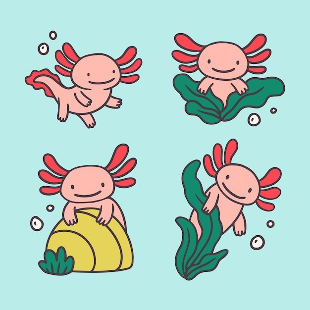 可爱卡通蝾螈插画