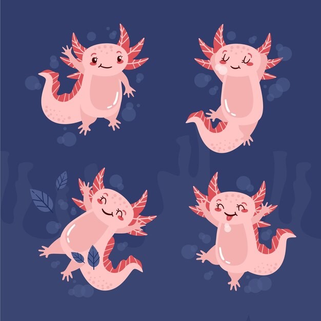 可爱卡通蝾螈插画