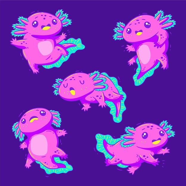 可爱卡通蝾螈插画