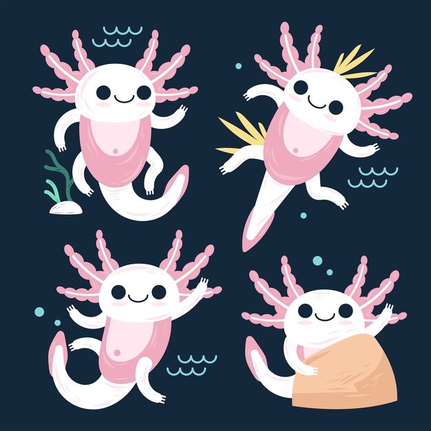 可爱卡通蝾螈插画