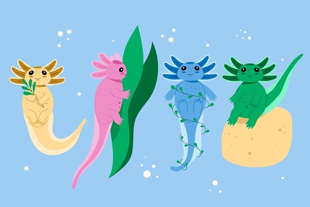 可爱卡通蝾螈插画