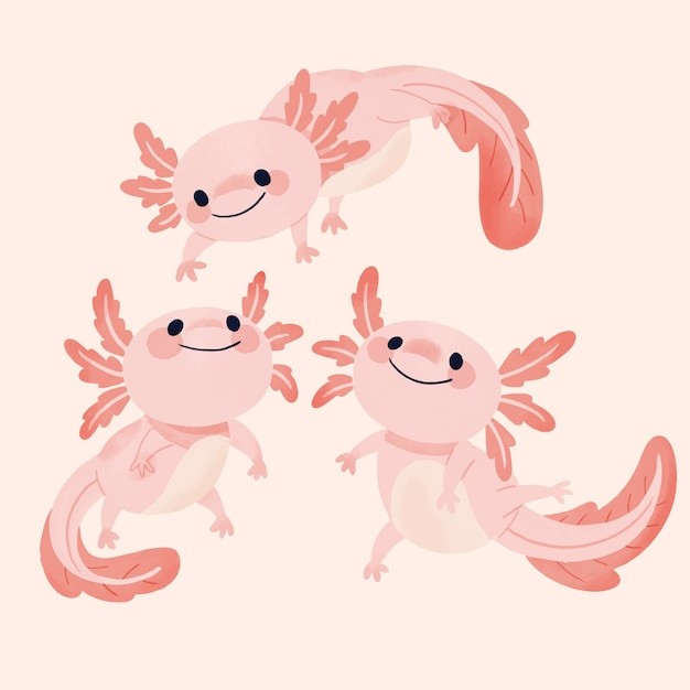 可爱卡通蝾螈插画