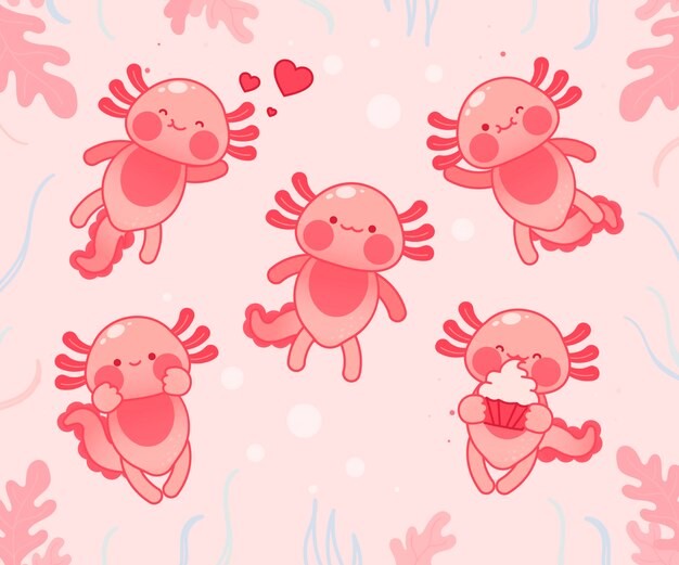 可爱卡通蝾螈插画