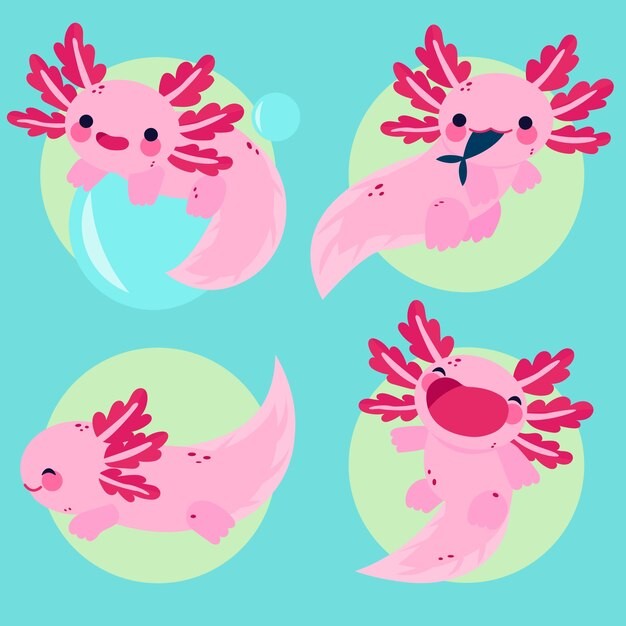 可爱卡通蝾螈插画