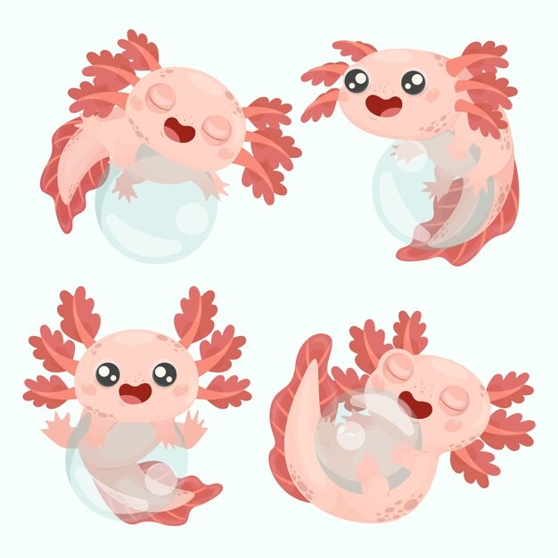 可爱卡通蝾螈插画