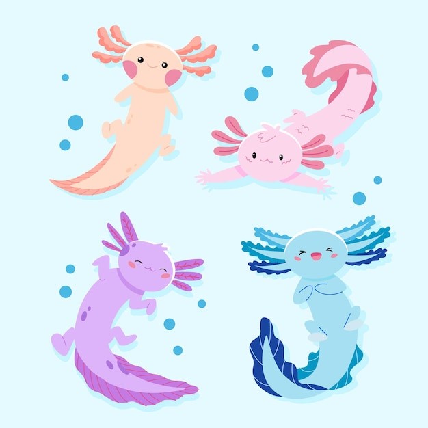 可爱卡通蝾螈插画