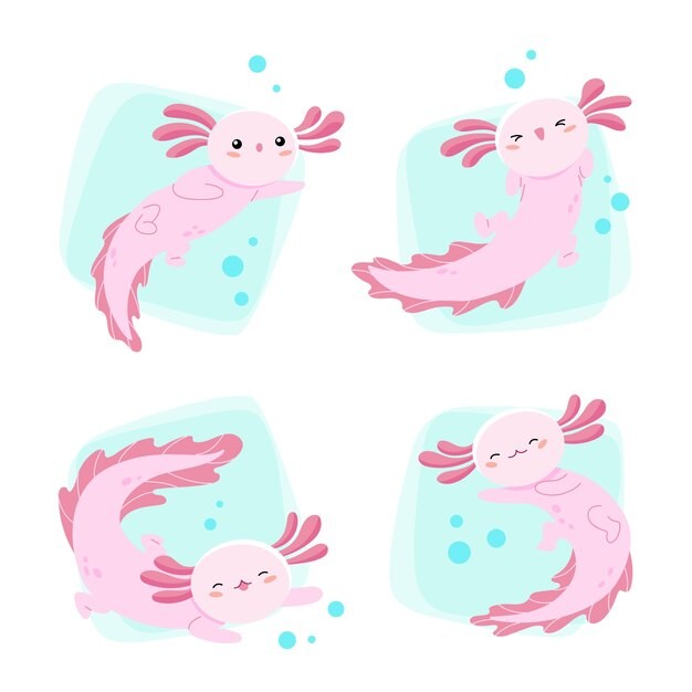 可爱卡通蝾螈插画