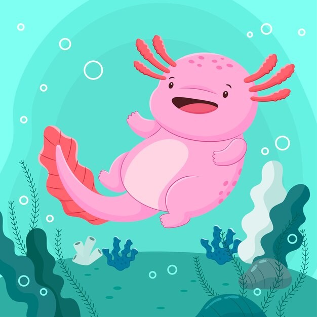 可爱卡通蝾螈插画