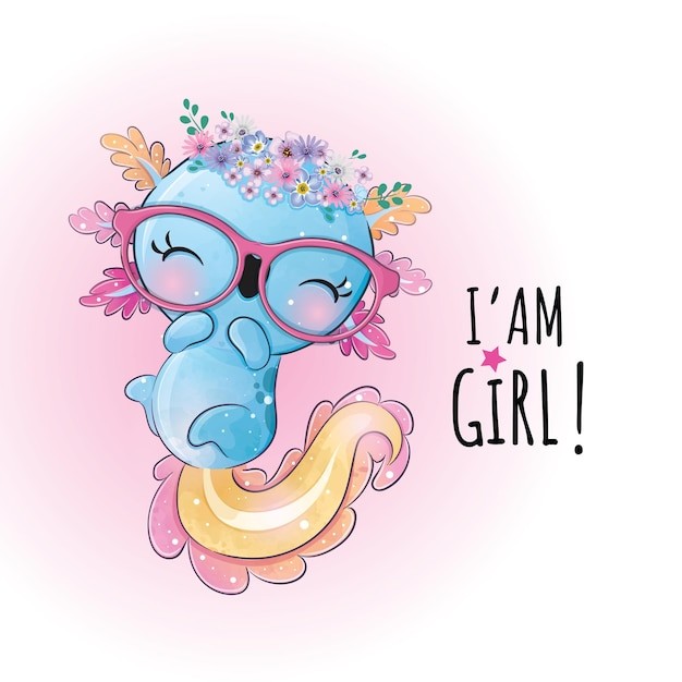 可爱卡通蝾螈插画