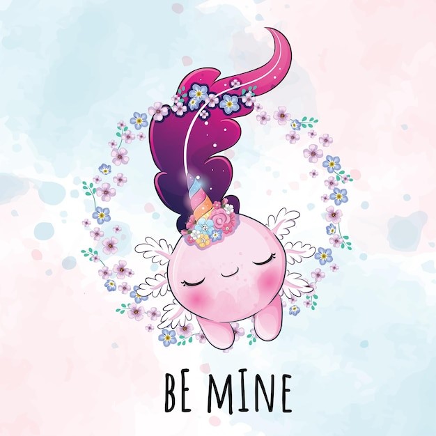 可爱卡通蝾螈插画