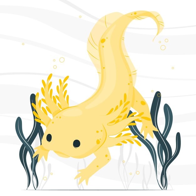 可爱卡通蝾螈插画