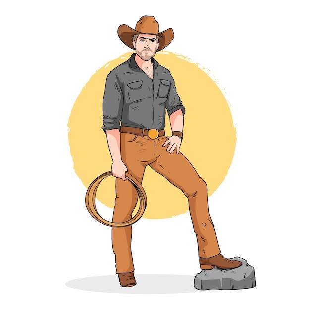 西部牛仔人物插画