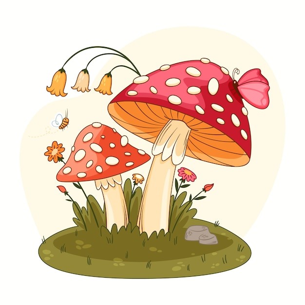 手绘蘑菇插画