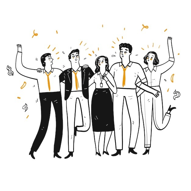 公司员工同事庆祝插画