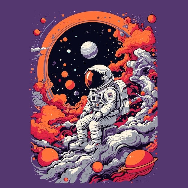 梦幻宇航员太空人插画