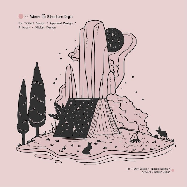 数据露营帐篷幻想插画