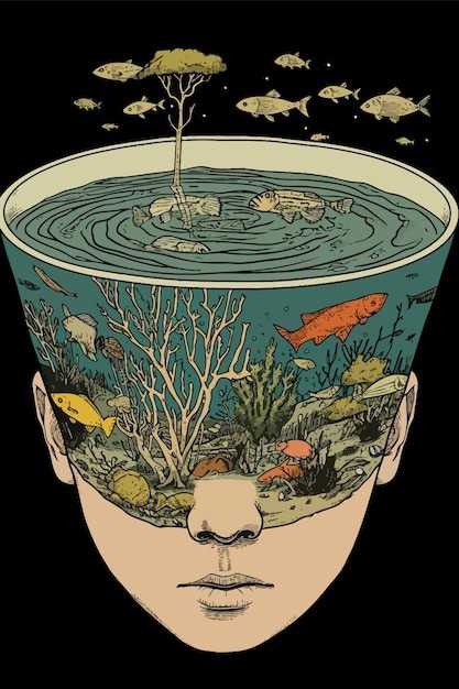 女性思维的心灵探索概念插画