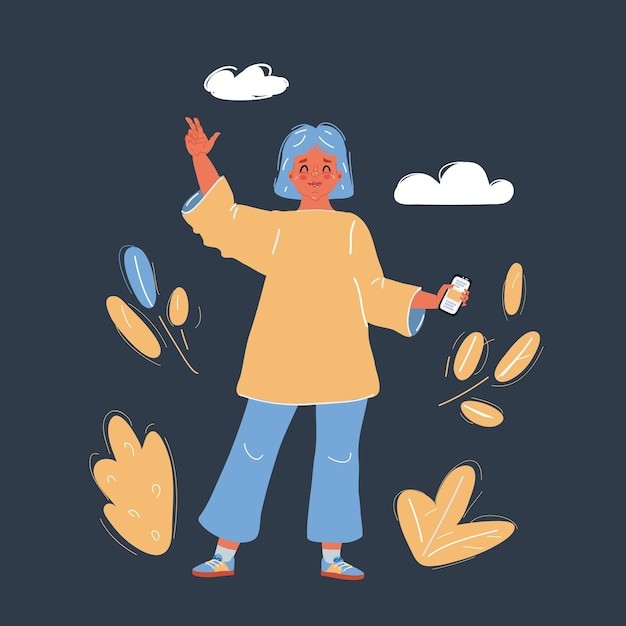 简约女孩少女人物插画