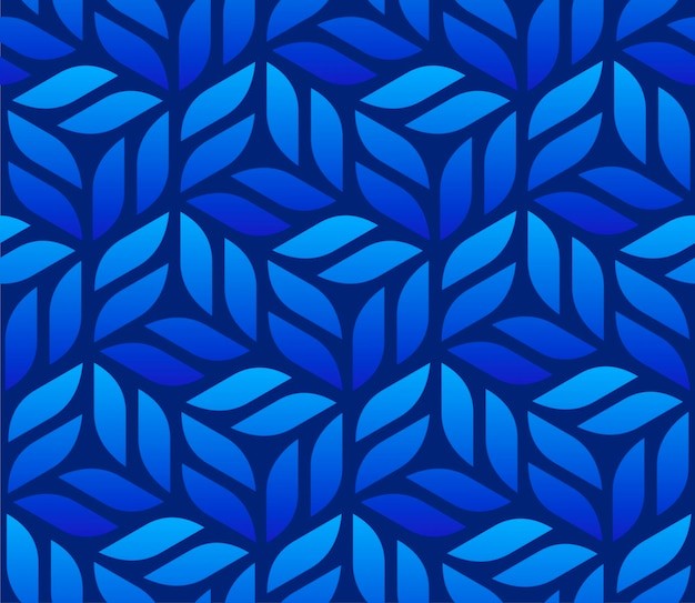无缝蓝色抽象叶子花纹