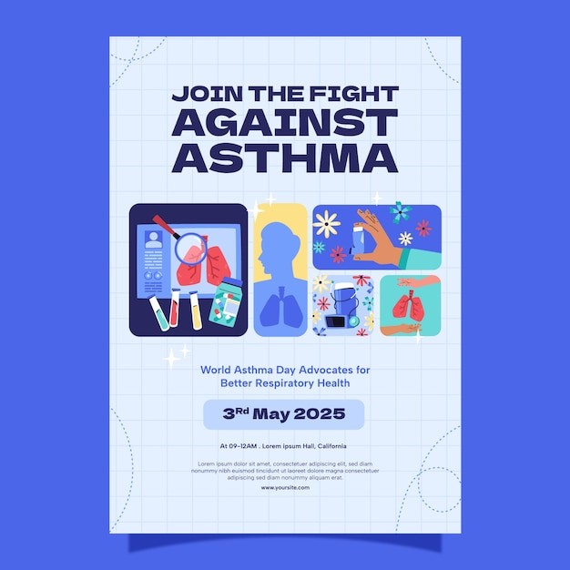 世界哮喘日竖版海报模板
