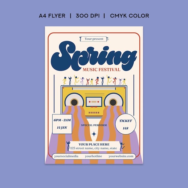 春季音乐节传单海报模板