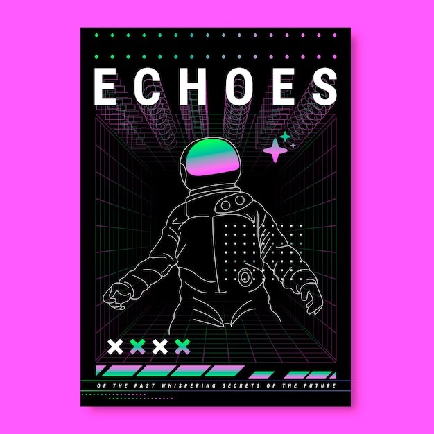 宇航员渐变酸性风格海报模板