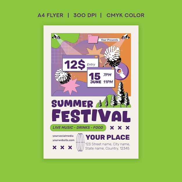 夏季节日传单海报模板