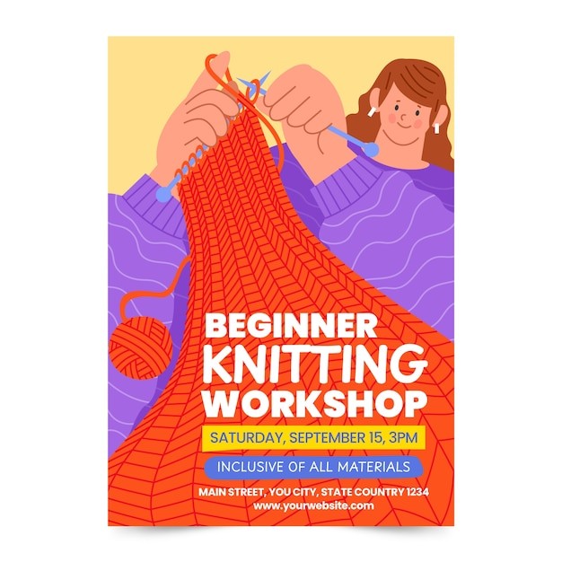 手绘针织围巾海报模板