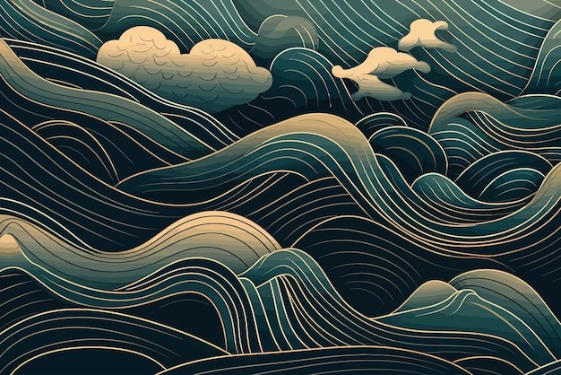 中国风中式抽象波浪背景