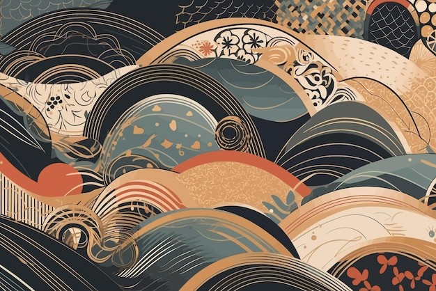 中国风中式抽象波浪背景