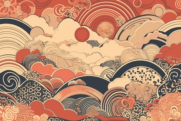 中国风中式抽象波浪背景