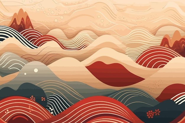 中国风中式抽象波浪背景