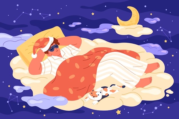 扁平世界的睡眠日插画