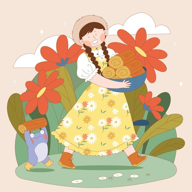 手绘乡村风格插画