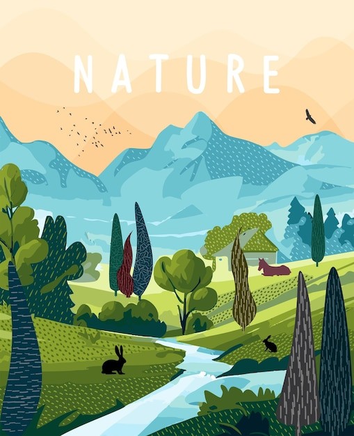 自然与景观当代艺术海报插画