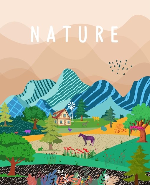 自然与景观当代艺术海报插画