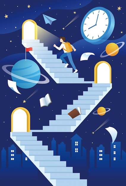 返校幻想风格插画