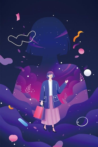 购物节女孩插画