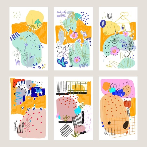 简洁抽象粗犷手绘设色背景线条艺术设计