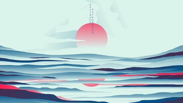 日出抽象中式风格的插画