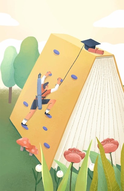 人书本攀岩插画