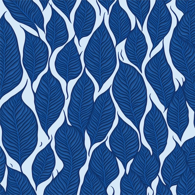 蓝色树叶花纹