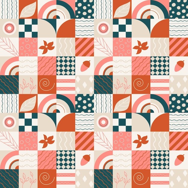 几何图形植物叶子无缝花纹