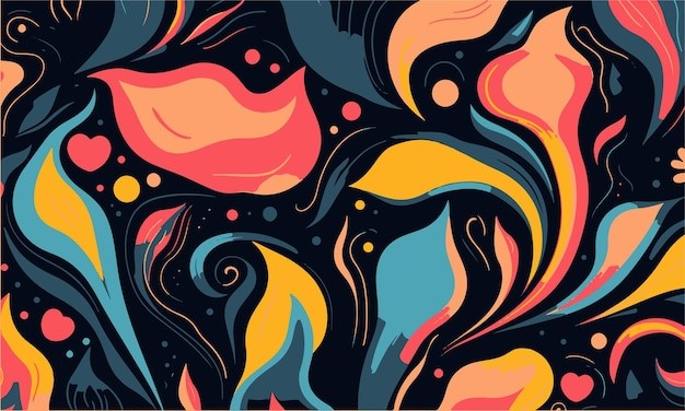 抽象涂鸦风格多彩艺术花纹