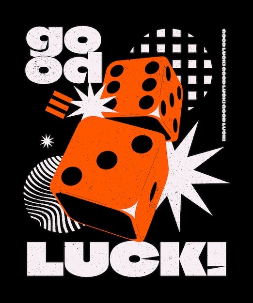 手绘街头服饰印花骰子色子插画