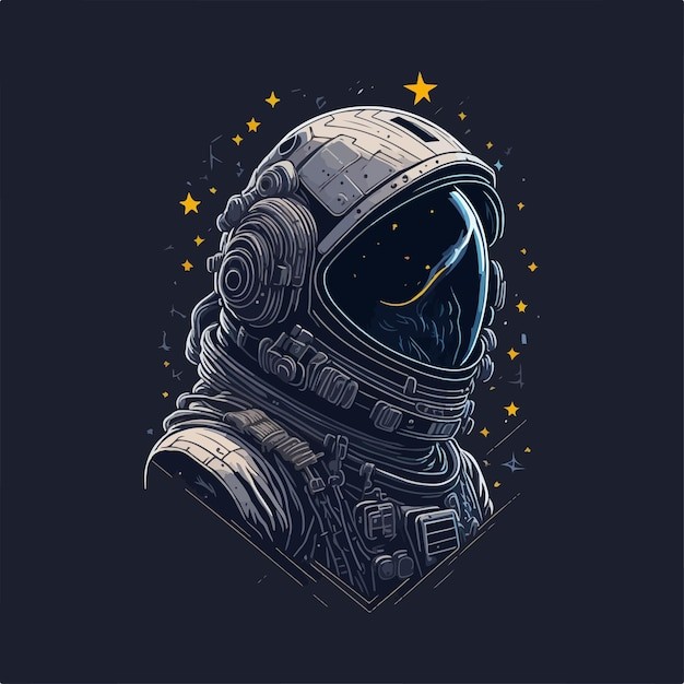 精致的宇航员头盔插画